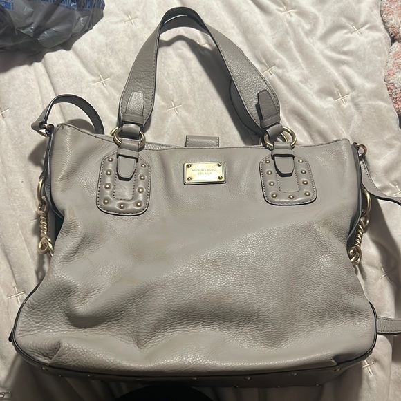 Large Michael Kors purse, grey with gold accents - Picture 1 of 6